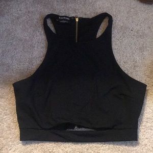 Black racer back crop top